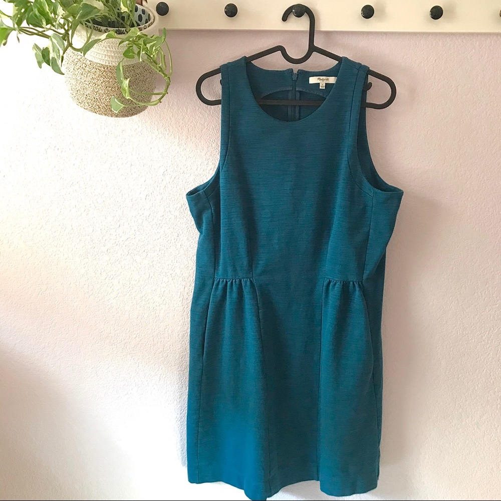 Madewell Keynote Sleeveless Ponte Dress in Teal L